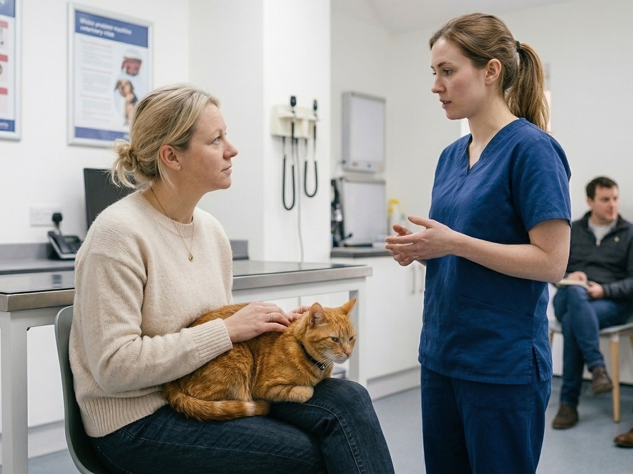 Консультация владельца ветеринаром перед эвтаназией домашнего животного